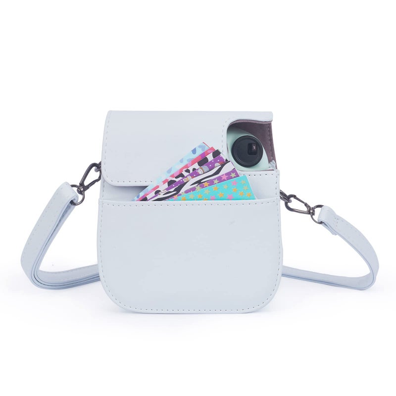 فيتيوم حافظة حماية للكاميرا من Phetium Instant Mini 12 متوافقة مع Instax Mini 12 11 حقيبة جلدية PU مع جيب وحزام كتف قابل للتعديل (أبيض صلصال) - Image 5